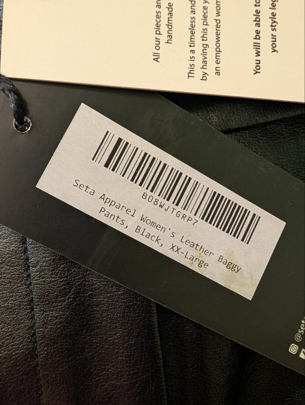 NWT SETA Apparel XXL Black Faux Leather Baggy Cropped Pants - Picture 8 of 9